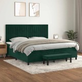 vidaXL Pat box spring cu saltea, verde &icirc;nchis, 200x200 cm, catifea 3137986