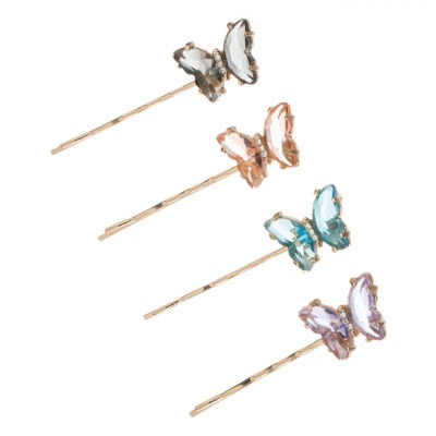 Set Agrafe Păr, Model Fluturi, Multicolor, 4 Bucăți, 5.5cm foto