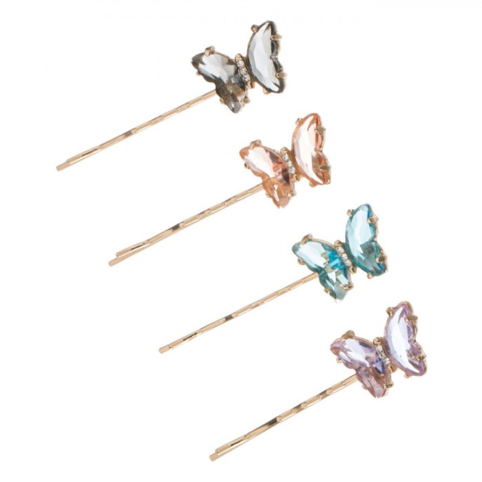 Set Agrafe Păr, Model Fluturi, Multicolor, 4 Bucăți, 5.5cm