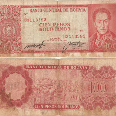 1962, 100 pesos bolivianos (P-163a.16) - Bolivia!