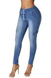 Cumpara ieftin G656-4 Pantaloni din denim cu buzunare laterale