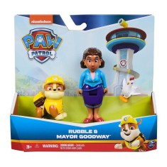 PATRULA CATELUSILOR SET FIGURINE EROI DE SALVARE RUBBLE SI MAYOR GOODWAY foto