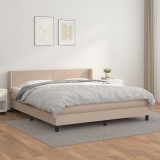 Pat box spring cu saltea, cappuccino, 160x200cm piele ecologica GartenMobel Dekor, vidaXL