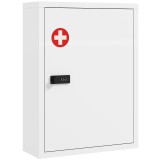 HOMCOM Dulap pentru medicamente pentru montare pe perete, dulap de baie cu &icirc;ncuietoare cu cifru, ușă și compartimente, Alb | Aosom Romania