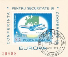 Romania, LP 939/1977, C.S.C.E., colita nedantelata, prima zi, oblit.