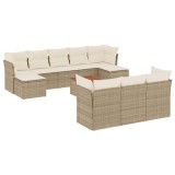 Cumpara ieftin Set canapele de gradina cu perne, 11 piese, bej, poliratan