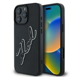 Husa originala iPhone 16 Pro Karl Lagerfeld 3D Design, Rubber Signature, KLHCP16L3DRKSDLK