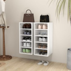 Pantofare, 2 buc., alb extralucios, 31,5x35x70 cm, PAL