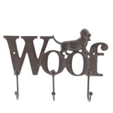 Cuier fier forjat 3 agatatori maro Woof 26x4x18 cm
