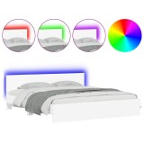 Cumpara ieftin Cadru de pat cu tablie si LED, alb, 180x200 cm