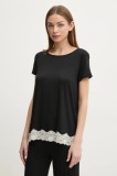 United Colors of Benetton tricou de pijama femei, culoarea negru, 3Z123M314