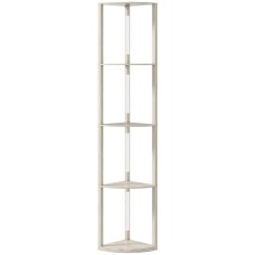 HOMCOM Lampadar Podea LED, 4 Rafturi, Lumină Reglabilă 3000K, MDF, 41x29,5x163,5 cm, Stejar | Aosom Romania