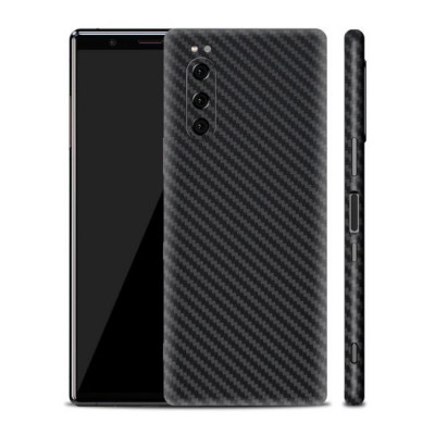 Set Folii Skin Acoperire 360 Compatibile cu Sony Xperia 5 II - ApcGsm Wraps Carbon Black foto