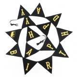Ghirlanda Happy Birthday jijAcraft, bumbac, negru/galben, 3,3 m