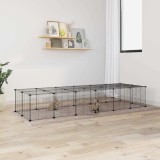 VidaXL Cușcă animale de companie cu ușă 28 panouri negru 35x35 cm oțel 3114059