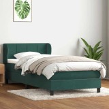 VidaXL Pat box spring cu saltea, verde &icirc;nchis, 80x220 cm, catifea 3317550