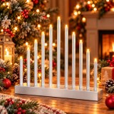 Sfesnic decorativ Advent cu 33 lumanari LED, lumina alb cald, argintiu