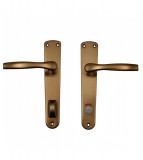 Maner usa interior, Hoppe Milano, cu sild pentru WC, material aluminiu, culoare bronz, 90 x 32 mm