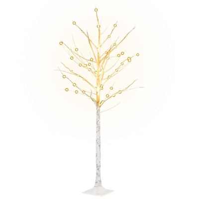 Mesteacan cu LED, alb, 96 LED-uri alb calde, 180 cm foto