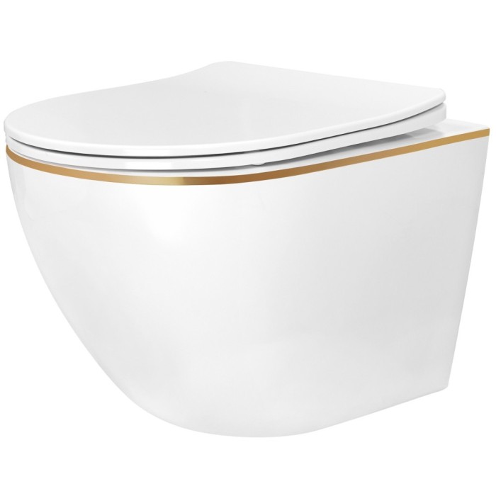 Vas WC suspendabil Rea Carlo Mini Tornado NF GOLD EDGE