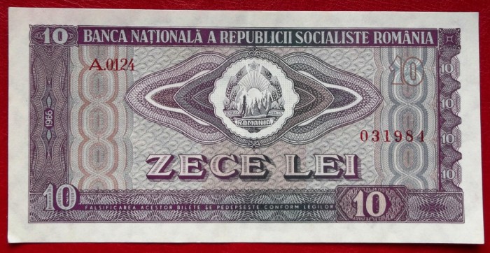 Romania 10 lei 1966 seria 984 stare foarte buna **