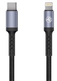 Cablu Tellur Type-C to tip Lightning, 3A, PD30W, 2m, Nailon, Negru, Resigilat, Grad A