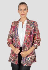 Sacou cu imprimeu indian predominant fucsia si maneci 3 4 incretite foto