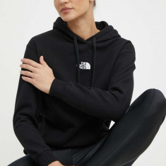 The North Face hanorac de bumbac femei, culoarea negru, cu glugă, neted, NF0A87DGJK31