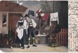 Portret cu un tanar si o fata in haine populare germanice (circulata 1904)