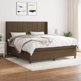 Cumpara ieftin Pat box spring cu saltea, maro &icirc;nchis, 160x200 cm, textil