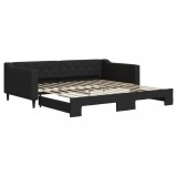 Cumpara ieftin Pat de zi cu extensie, negru, 100x200 cm, textil