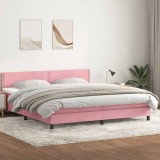 vidaXL Pat box spring cu saltea, roz, 180x210 cm, catifea 3316130