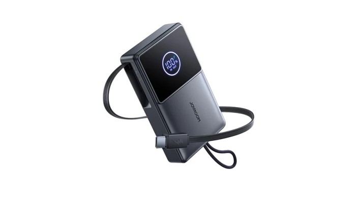 Joyroom JR-PR1 10000mAh 22.5W Powerbank cu Cablu USB-C Retractabil Integrat - Negru
