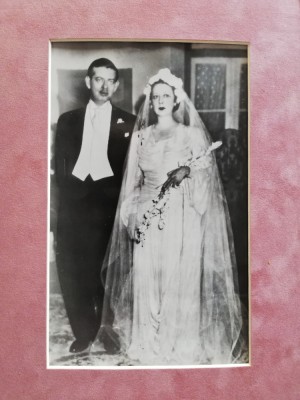 Regele Carol II si Magda Lupescu la casatorie, fotografie de presa 24 aug 1949 foto