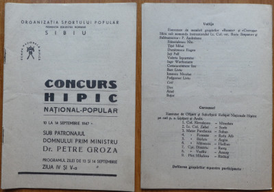 Concurs Hipic national - popular la Sibiu sub patronajul lui Petru Groza , 1947 foto