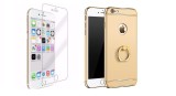 Cumpara ieftin Pachet husa Apple iPhone 7, MyStyle Elegance Luxury 3in1 Ring Gold, folie de sticla gratis