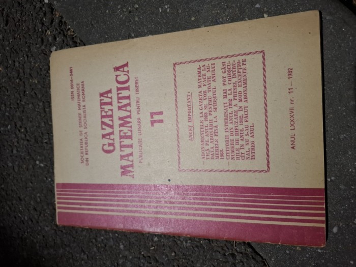 Gazeta matematica nr 11 1982