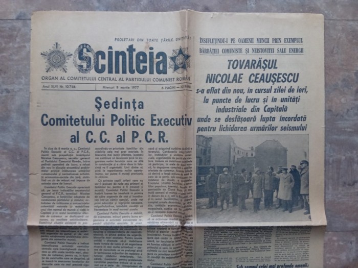 SCANTEIA , ORGAN AL COMITETULUI CENTRAL AL PARTIDULUI COMUNIST ROMAN , nr. 10746, 9 MARTIE 1977