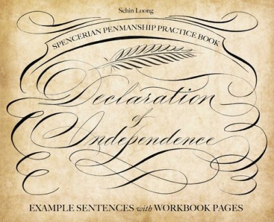 Spencerian Penmanship Practice Book: The Declaration of Independence: Example Sentences with Workbook Pages foto