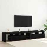 Cabinete TV vidaXL 2 pcs cu LED-uri Stejar Negru Lemn Ingineresc