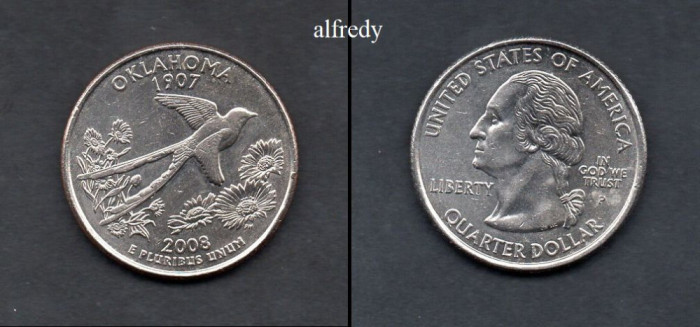 SUA 2008 Quarter, 25 Centi, Oklahoma, P