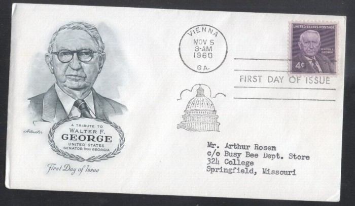 United States 1960 Walter F George FDC K.603