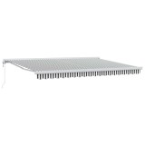 Copertină retractabilă antracit/alb, 4,5x3 m, textil/aluminiu