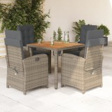 VidaXL Set mobilier de grădină cu perne, 5 piese, gri, poliratan