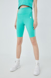 Adidas Originals pantaloni scurți Adicolor HE9503 femei, culoarea verde, cu imprimeu, high waist HE9503-HIREGR