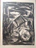 ZAMFIR DUMITRESCU- Litografie- UNDEVA MOCNESTE CEVA, 1968, Scene gen, Cerneala, Abstract