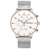CURREN Ceas barbatesc Curren, Quartz, Cronograf, Afisaj Data, Steel