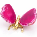 Fluture piatră Agate, cristal natural &icirc;n formă de fluturas roz, 5 cm