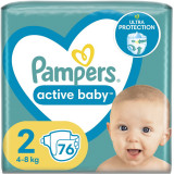 Scutece Pampers Active Baby Jumbo Pack, Marimea 2, Nou Nascut, 4 -8 kg, 76 buc