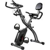 SPORTNOW Bicicletă hometrainer 3 &icirc;n 1 pliabilă, silențioasă, ergometru recumbent cu monitor LCD, Bluetooth, senzor de ritm cardiac, bandă de rezistenț